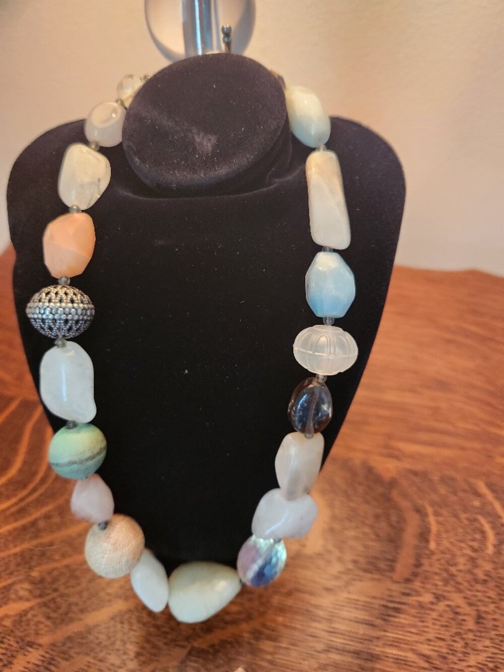 Artisan Handcrafted Gemstone Statement Necklace - Pineapple Quartz & Moonstone